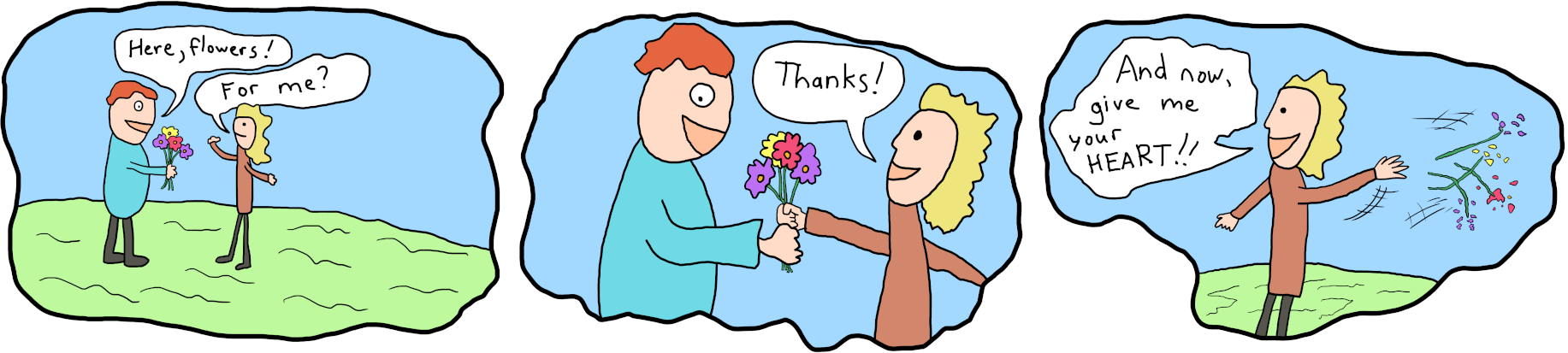 Three panels from Fatmage chapter 1, English translation